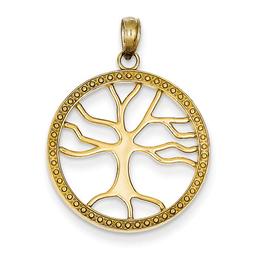 Gold Classics(tm) Tree of Life in Round Frame Pendant