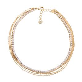 Barefootsies Gold Over Brass CZ Multi-Chain Anklet