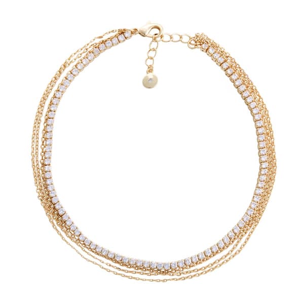 Barefootsies Gold Over Brass CZ Multi-Chain Anklet - image 
