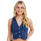 Juniors Love Tree Embroidery Denim Vest with Cherries - image 1