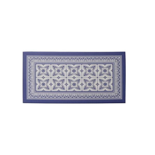 J&V Textiles Cloud Comfort Blue Geo Anti-Fatigue Kitchen Mat