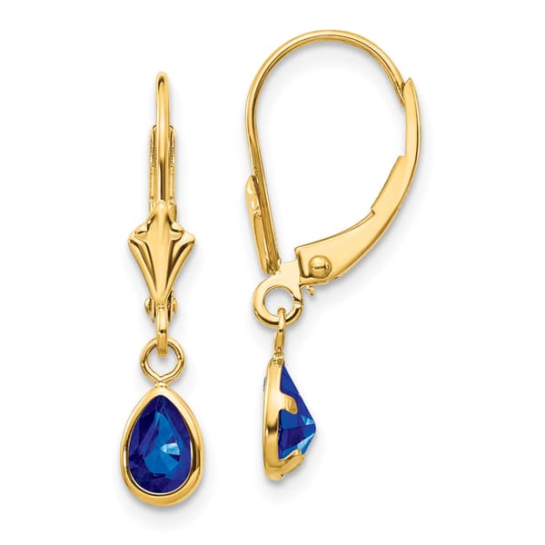 Gemstone Classics&#40;tm&#41; 14kt. Gold Pear Sapphire Dangle Earrings - image 