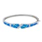 Opal & Cubic Zirconia Sterling Silver Bangle Bracelet - image 1