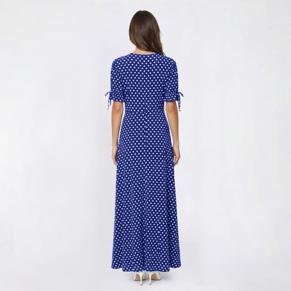 Womens Perceptions Short Sleeve V Neck Dot Maxi Dress