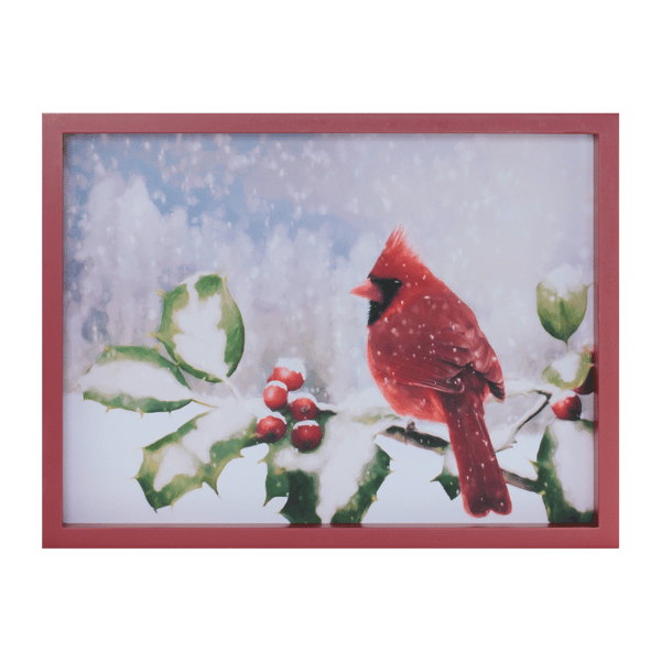 Melrose 15.5in. Framed Cardinal & Holly Winter Wall Art - image 