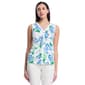 Womens Rafaella(R) Sleeveless Pom Pom Floral Button Front With Pock - image 1