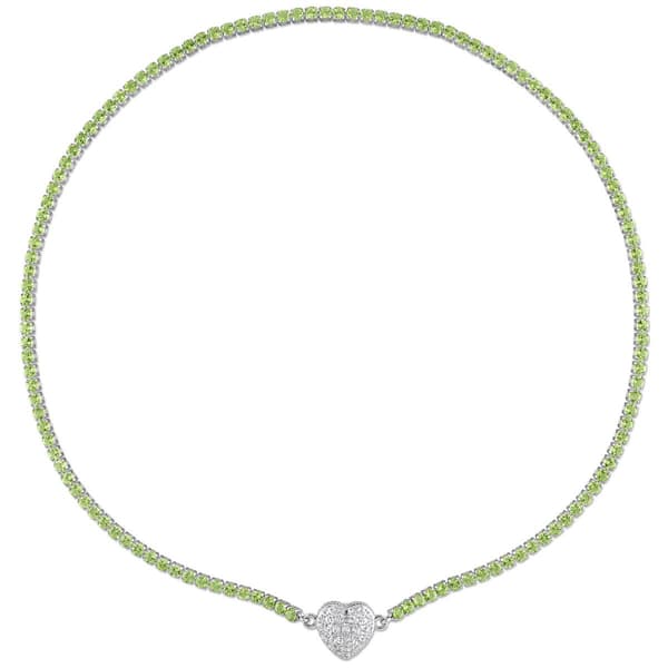 Sophia B Peridot & Created White Sapphire Collar Necklace