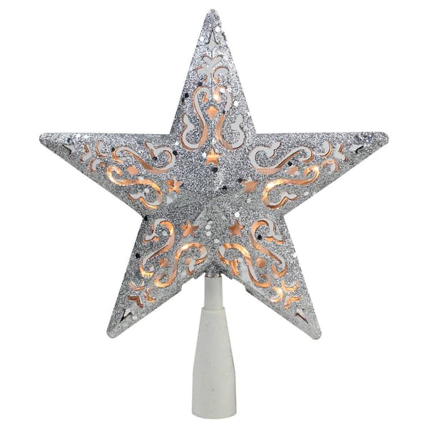 Northlight Seasonal 8.5in. Silver Glitter Star Tree Topper - image 