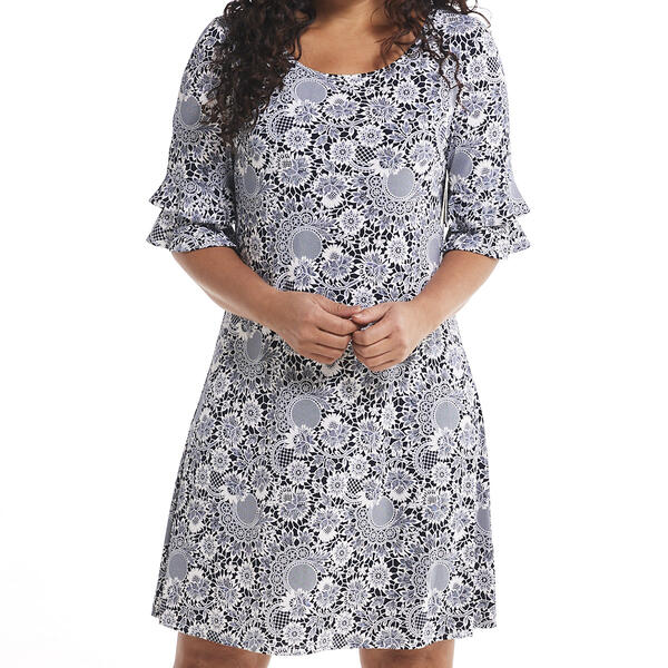 Womens Harper 241 Double Ruffle Sleeve Floral Fit & Flare Dress