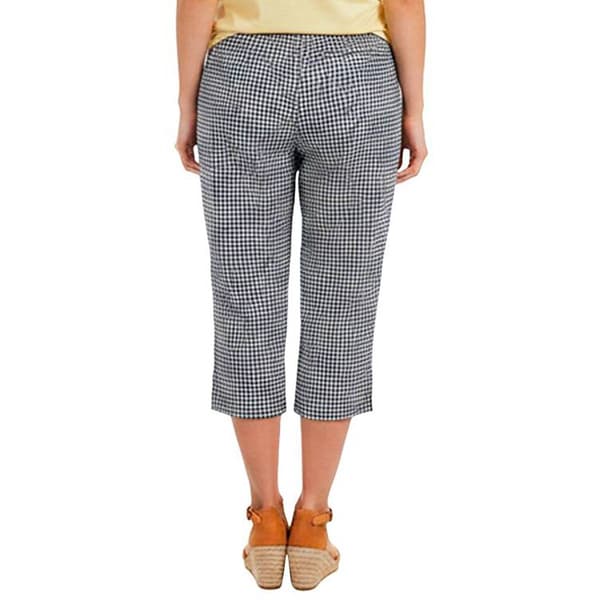 Petite Emily Daniels Pull On Gingham Side Slit Capris