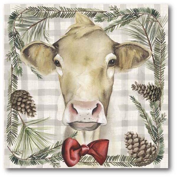 Courtside Market Cow Holiday Wrapped Canvas Wall Art - image 