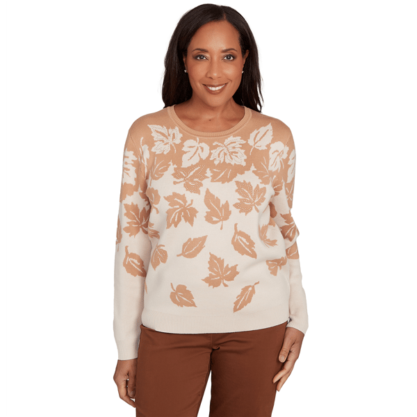 Womens Alfred Dunner Mount Laurel Falling Leaf Long Sleeve Sweat
