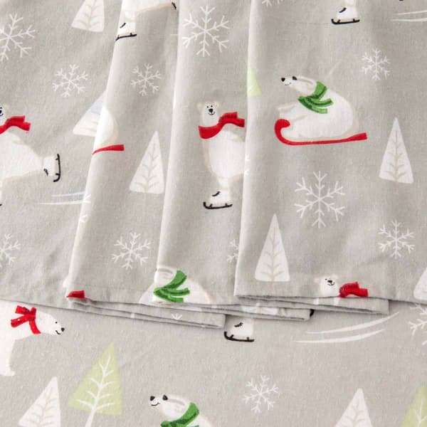 Freshfolds Cotton Polar Bears Winter 4pc. Flannel Sheet Set