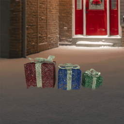 Northlight Red Blue & Green Gift Boxes Christmas Decor - Set of 3