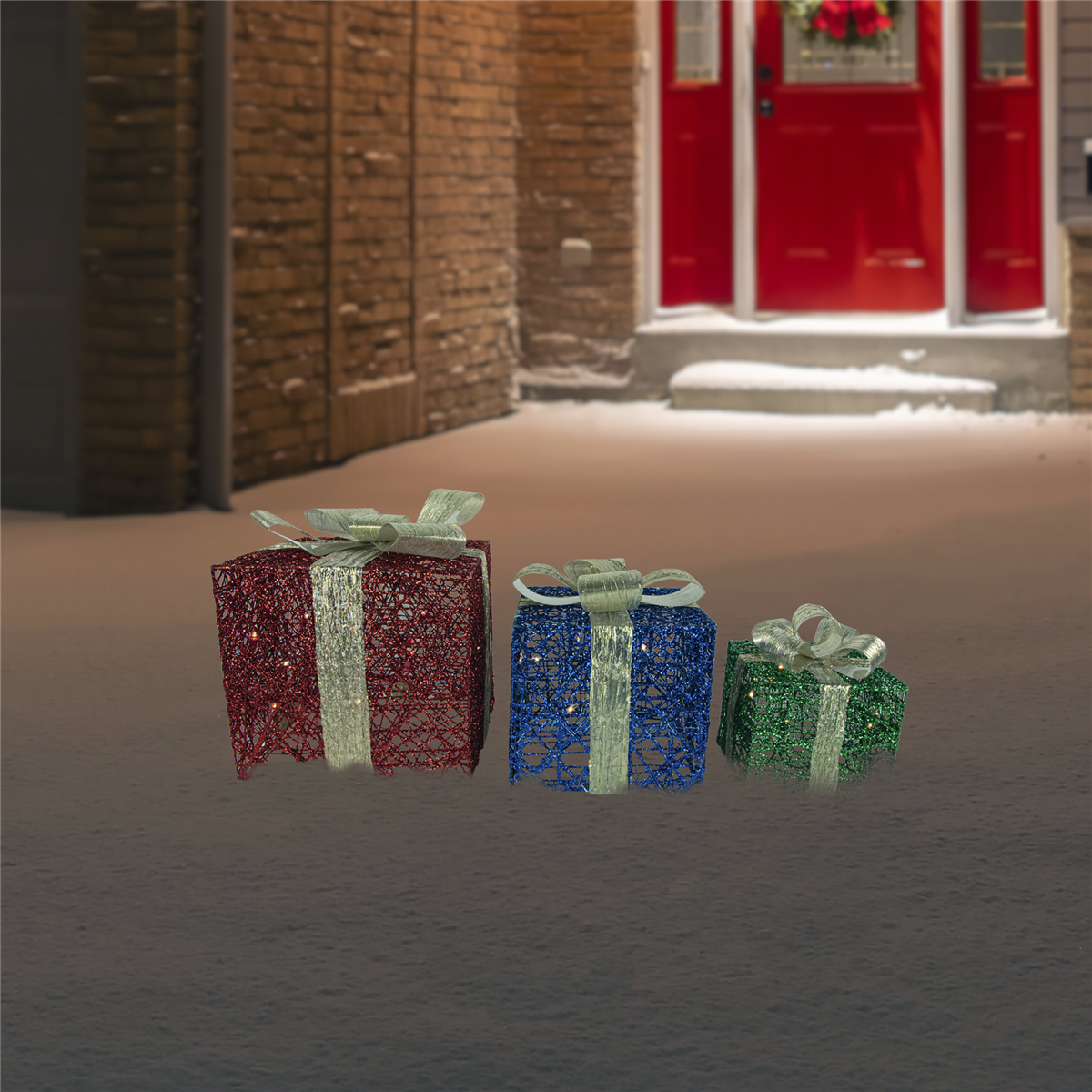 Northlight Red Blue & Green Gift Boxes Christmas Decor - Set of 3