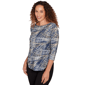 Womens Emaline Key Items 3/4 Sleeve Boat Neck Texture Tee - image 3