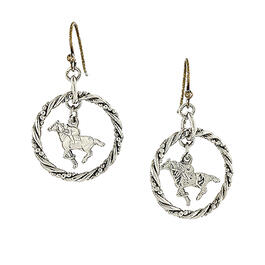 1928 Silver-Tone Suspended Horse Drop Earrings