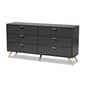 Baxton Studio Kelson Dark Grey & Gold Wood 6-Drawer Dresser - image 1