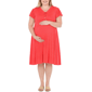 Plus Size White Mark Flutter Sleeve Tie Neck Maternity Dress - image 1
