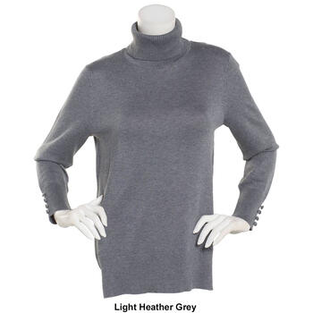 Womens Retrology Ribbed Turtleneck Sweater With Button Detail - Boscov's