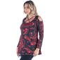 Plus Size 24/7 Comfort Apparel Red Paisley Cold Shoulder Tunic - image 3