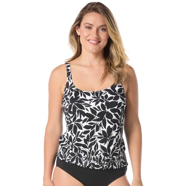 Womens Beach House Key West Pique Monotone Leaf Tankini Swim Top - image 