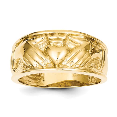 Mens Gold Classics(tm) Mens 14kt. Polished Claddagh Band Ring - image 
