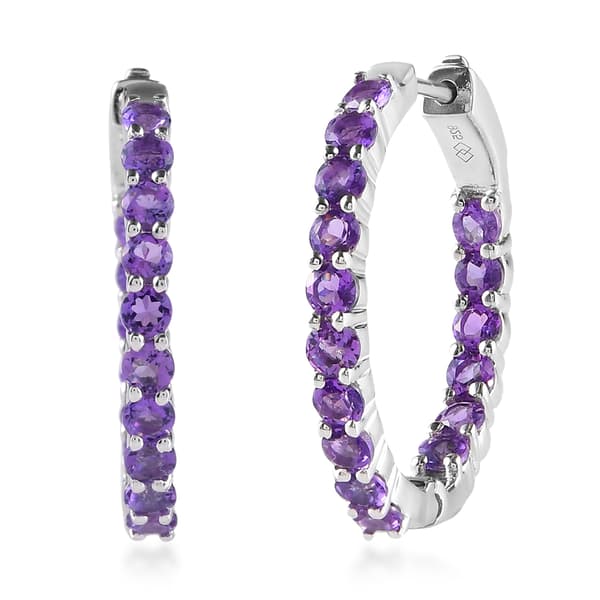 Gemstone Classics(tm) Round Amethyst Inside Out Hoop Earrings