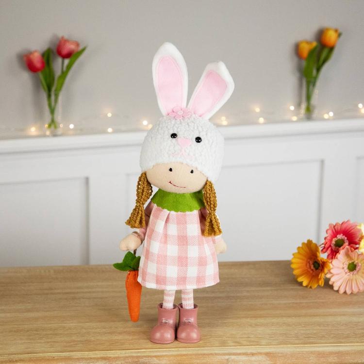 Northlight Seasonal Standing Girl in Bunny Hat Easter Figurine