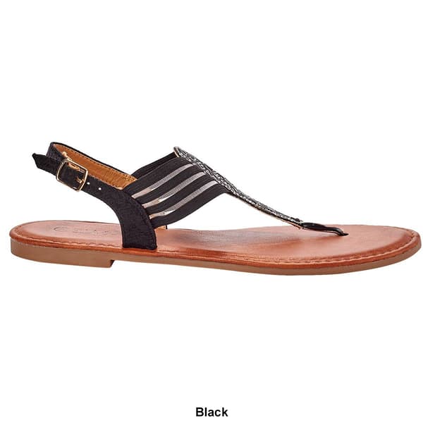 Womens Ella & Joy Strappy Mesh Rhinestone T-Strap Sandals