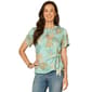 Womens Democracy Slight Bell Sleeve Side Tie Placement Print Kni - image 1
