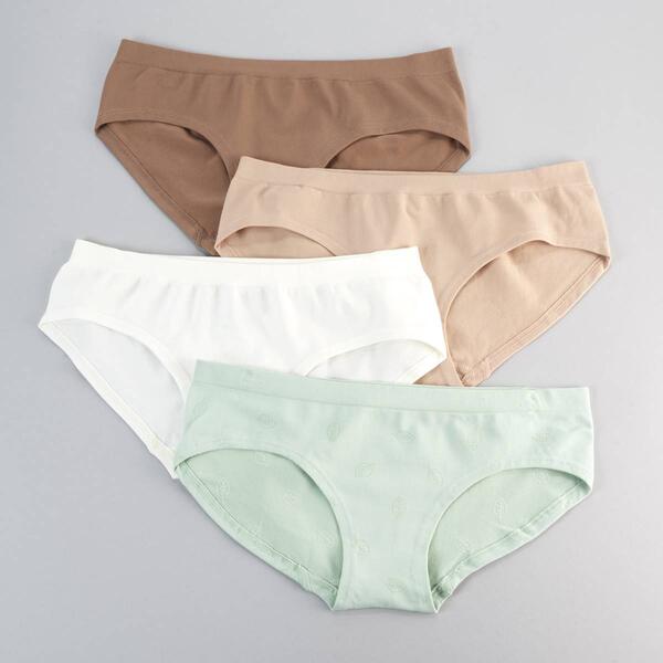Girls &#40;7-14&#41; LA LA 4pk. Leaf Jacquard Seamless Hipster Underwear - image 
