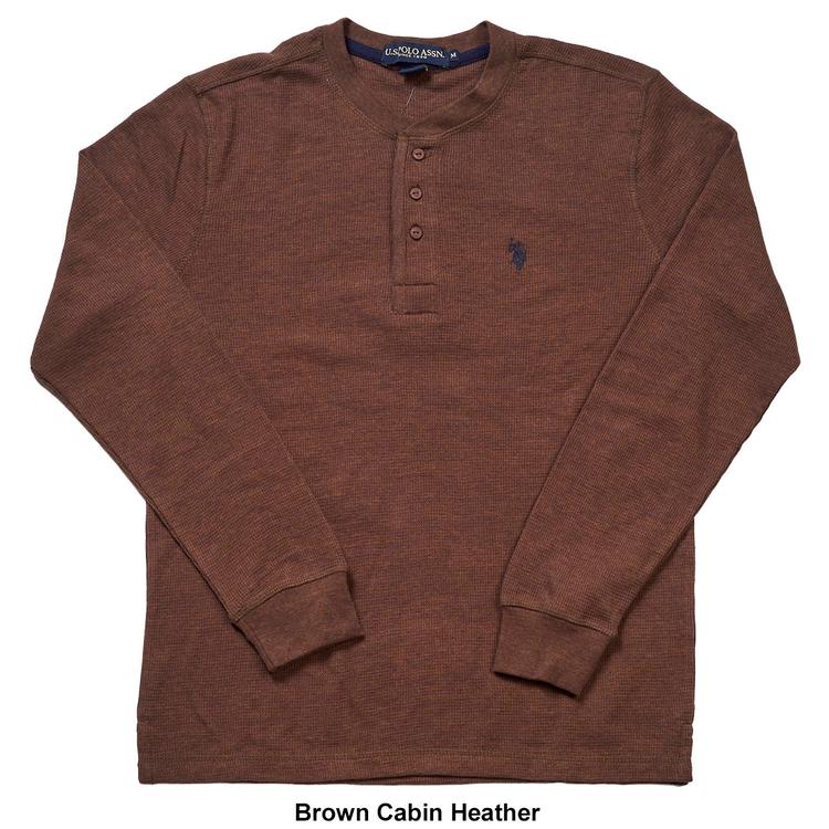 Mens U.S. Polo Assn.® Solid Thermal 3 Button Henley