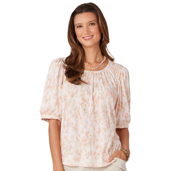Womens Democracy Elbow Puff Sleeve Ruched Blouse - image 