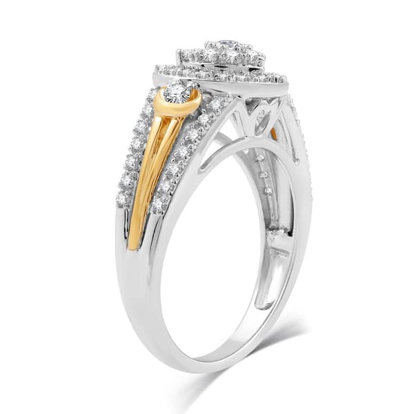 Loveblooms&#8482; Two-Tone 1/2cttw. Diamond Heart Halo Bridal Set