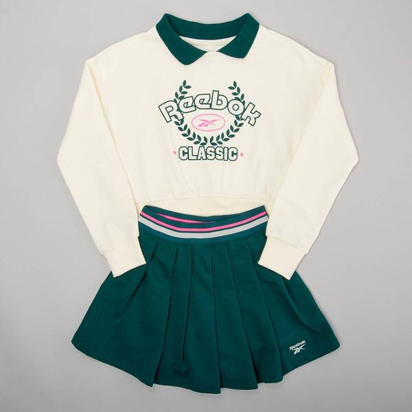 Girls &#40;7-16&#41; Reebok Collar Varsity Sweatshirt & Pleated Skort Set - image 