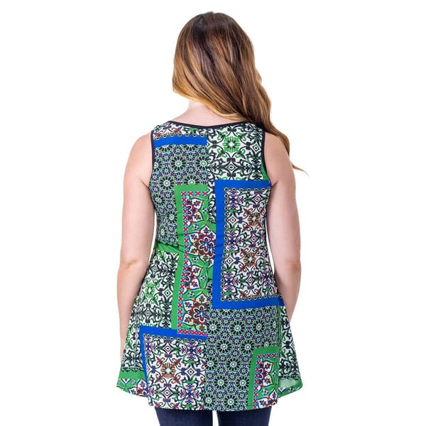Womens 24/7 Comfort Apparel Geometric Scoop Neck Tank Top