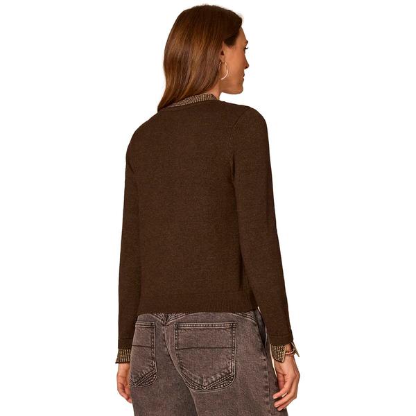Womens Democracy Long Sleeve Tie Neck Pull Over Sweater