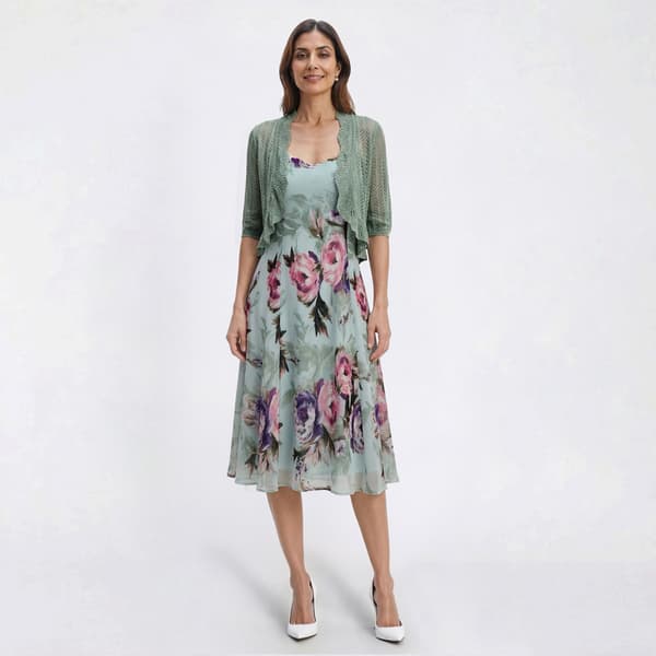 Petite Connected Apparel Short Sleeve Crochet Jacket Dress - image 