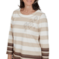 Petite Alfred Dunner Luxe Be A Lady 3/4 Sleeve Stripe Blouse - image 5