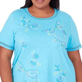 Plus Size Alfred Dunner Summer Breeze Dragonfly Embroidery Tee