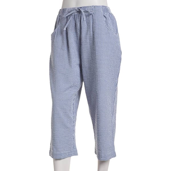 Womens Jordana Rose Gingham Seersucker Capri Pants
