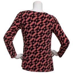 Petite AK Anne Klein Long Sleeve Geometric Ruched Blouse