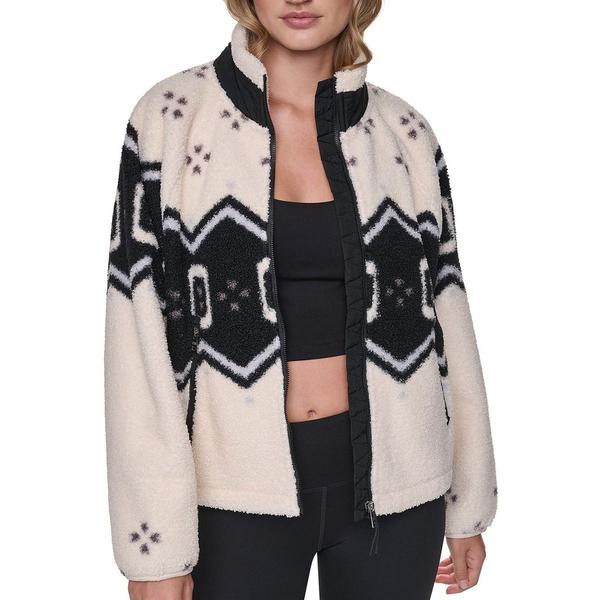 Womens DKNY Sport Geometric Mock Neck Sherpa Jacket