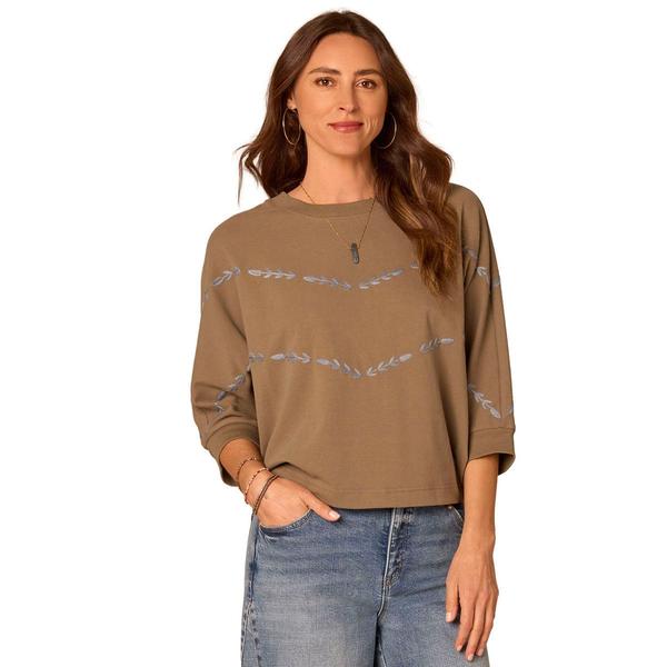 Womens Democracy 3/4 Dolman Sleeve Embroidered Sweater - image 