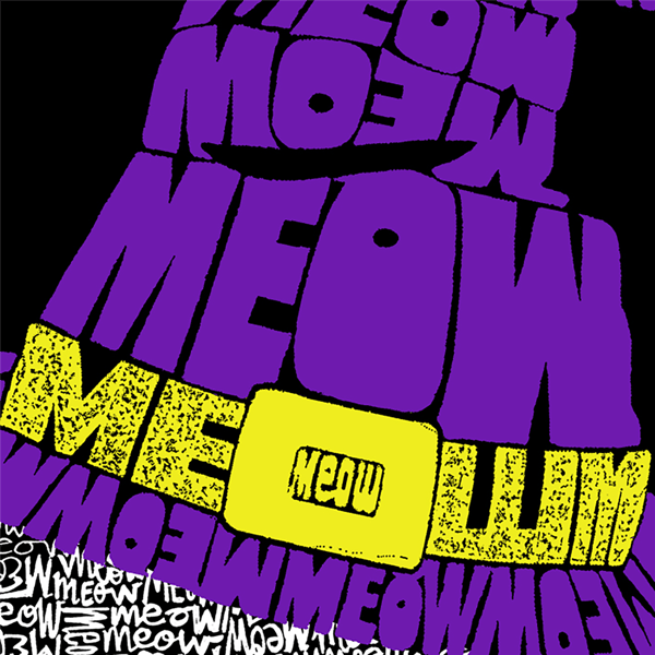 Plus Size LA Pop Art Peeking Witch Cat Word Art Tee