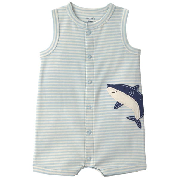 Baby Boy (3-24M) Carter''s Striped Shark Romper