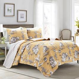 Lush Decor&#40;R&#41; French Country Toile Reversible 200TC Quilt Set