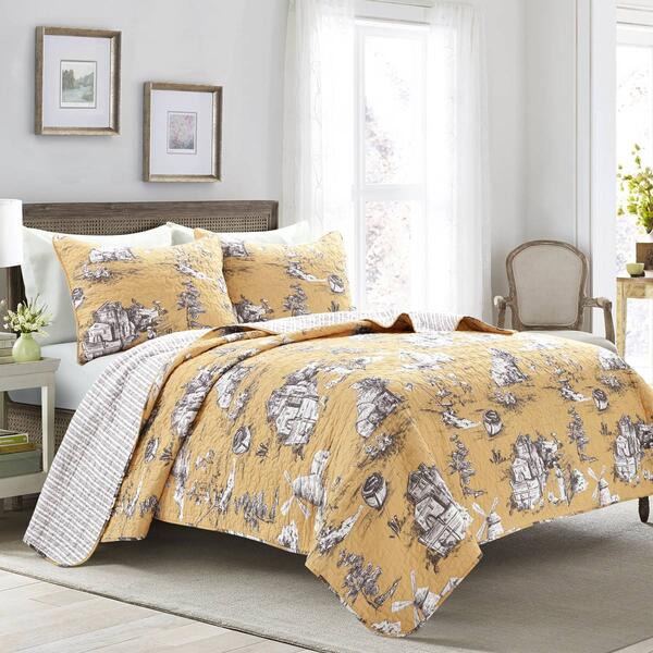 Lush Decor&#40;R&#41; French Country Toile Reversible 200TC Quilt Set - image 