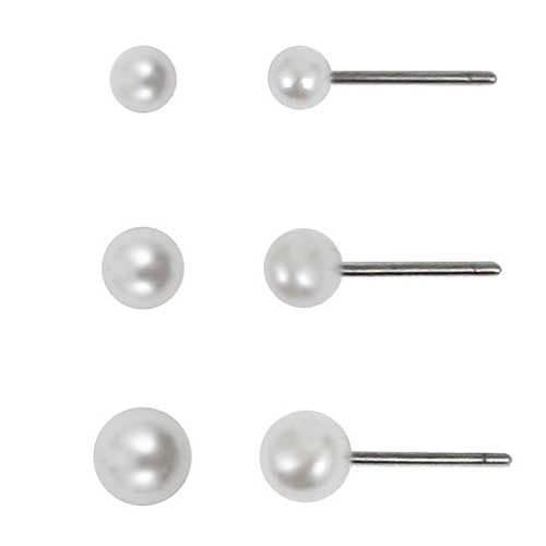 Freedom Trio Set White Pearl Post Earrings